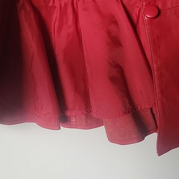 NWT Vintage XS Womens 80s Red Leather Peplum CHIA Fitted Sexy Cinch Jacket Coat - Picture 9 of 16
